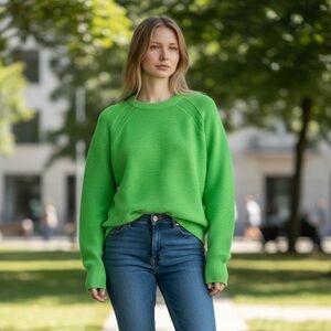 French Connection Vibrant Green Crew Neck Sweater